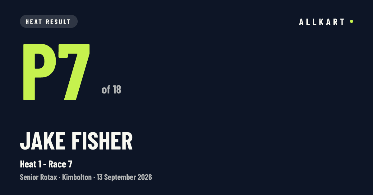 Jake FISHER: P7 of 18 in Heat 1 - Race 7 at Kimbolton