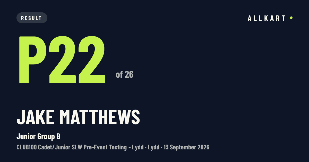 Jake Matthews: P22 of 26 in Junior Group B at Lydd