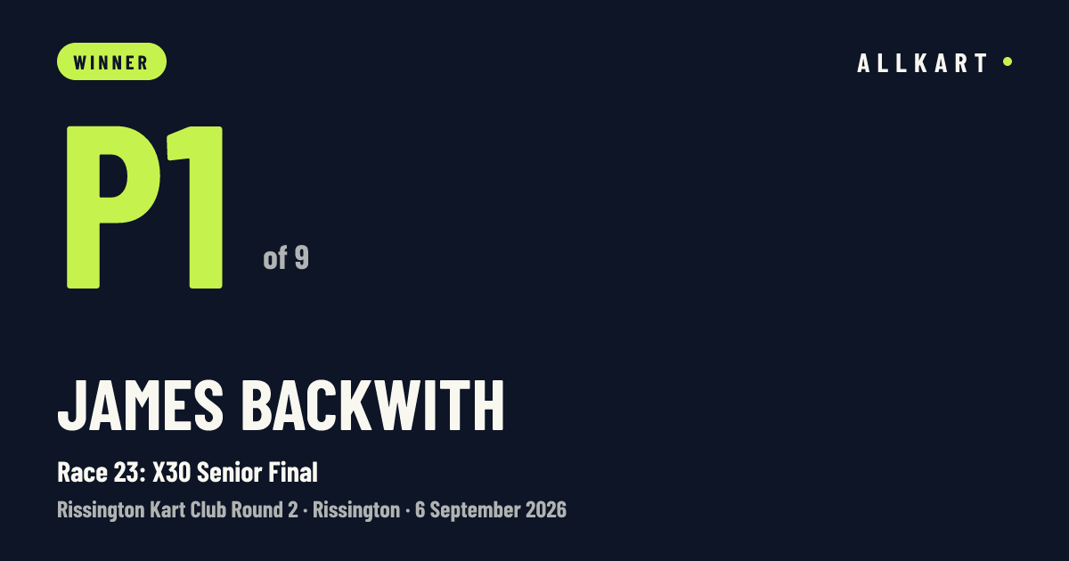 James Backwith: P1 of 9 in Race 23: X30 Senior Final at Rissington