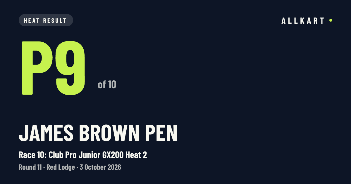 James Brown pen: P9 of 10 in Race 10: Club Pro Junior GX200 Heat 2 at Red Lodge