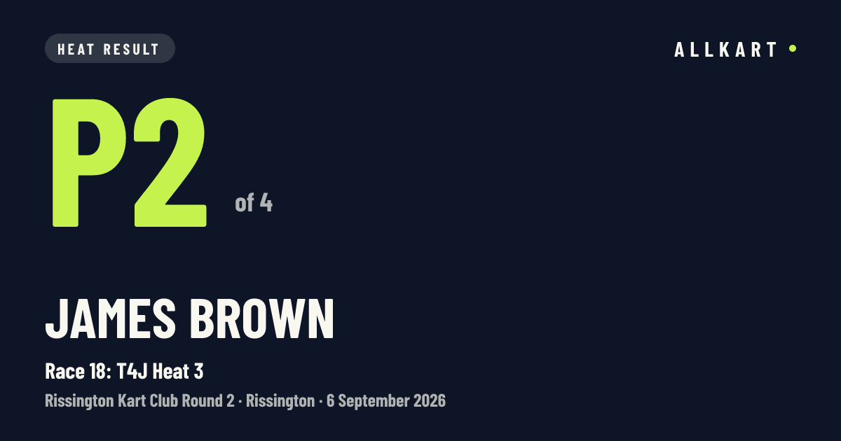 James Brown: P2 of 4 in Race 18: T4J Heat 3 at Rissington