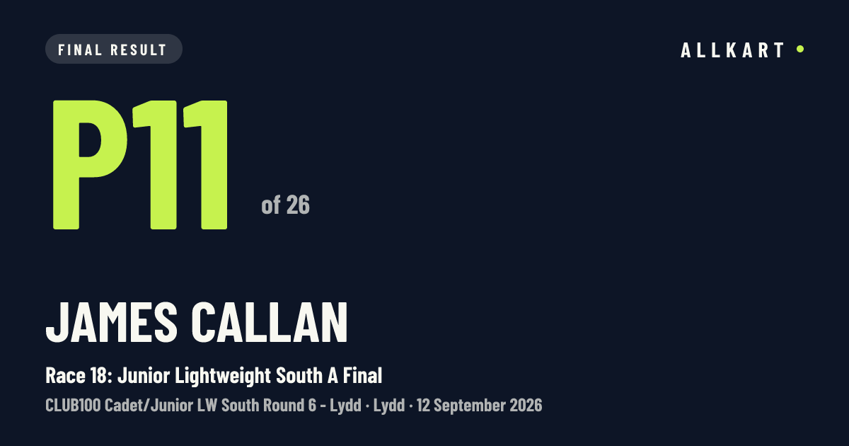 James Callan: P11 of 26 in Race 18: Junior Lightweight South A Final at Lydd