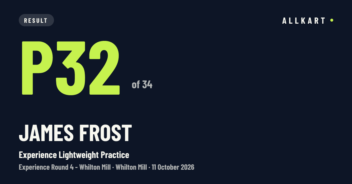 James Frost: P32 of 34 in Experience Lightweight Practice at Whilton Mill