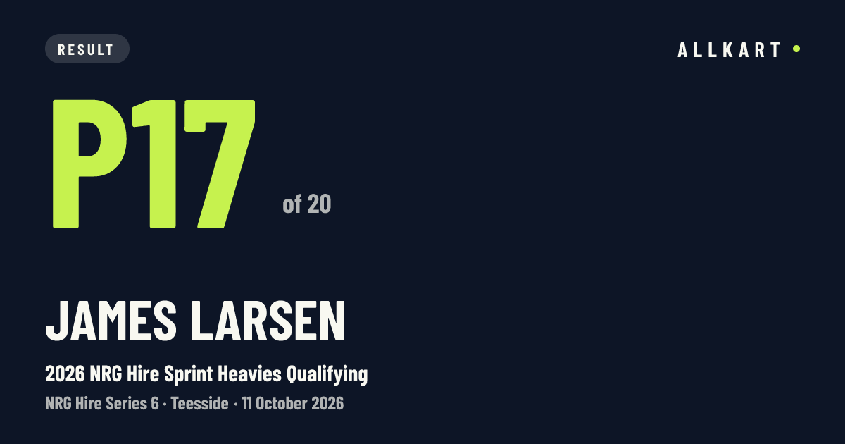 James Larsen: P17 of 20 in 2026 NRG Hire Sprint Heavies Qualifying at Teesside