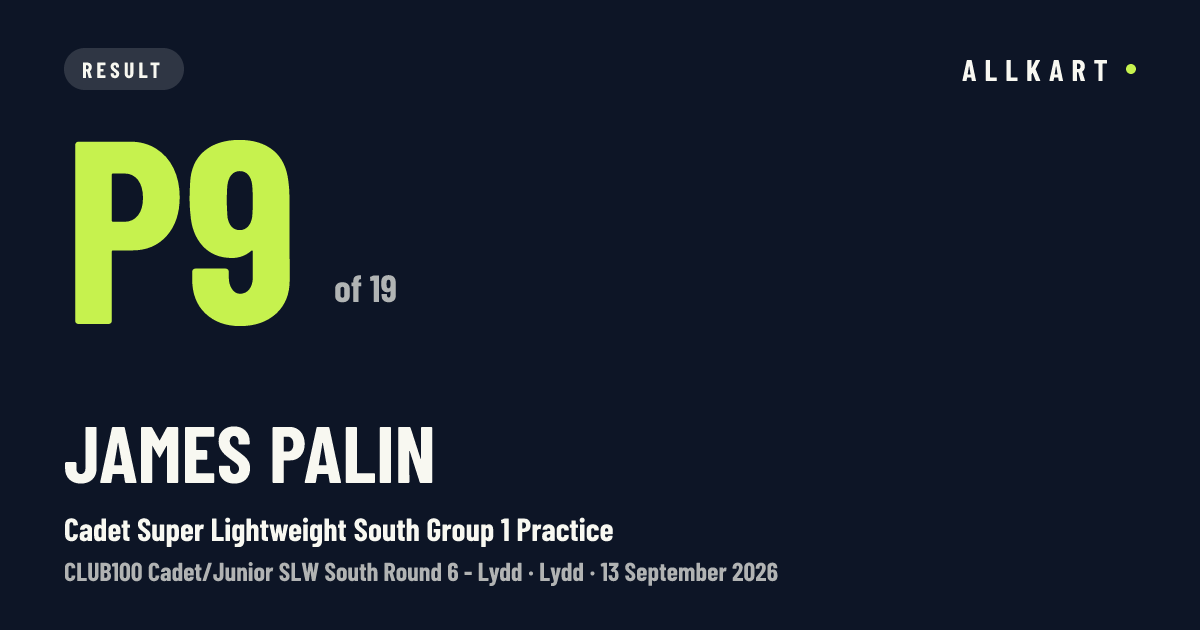 James Palin: P9 of 19 in Cadet Super Lightweight South Group 1 Practice at Lydd