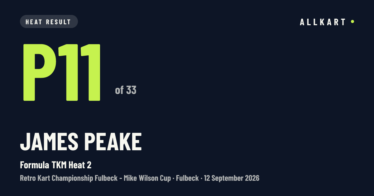James Peake: P11 of 33 in Formula TKM Heat 2 at Fulbeck