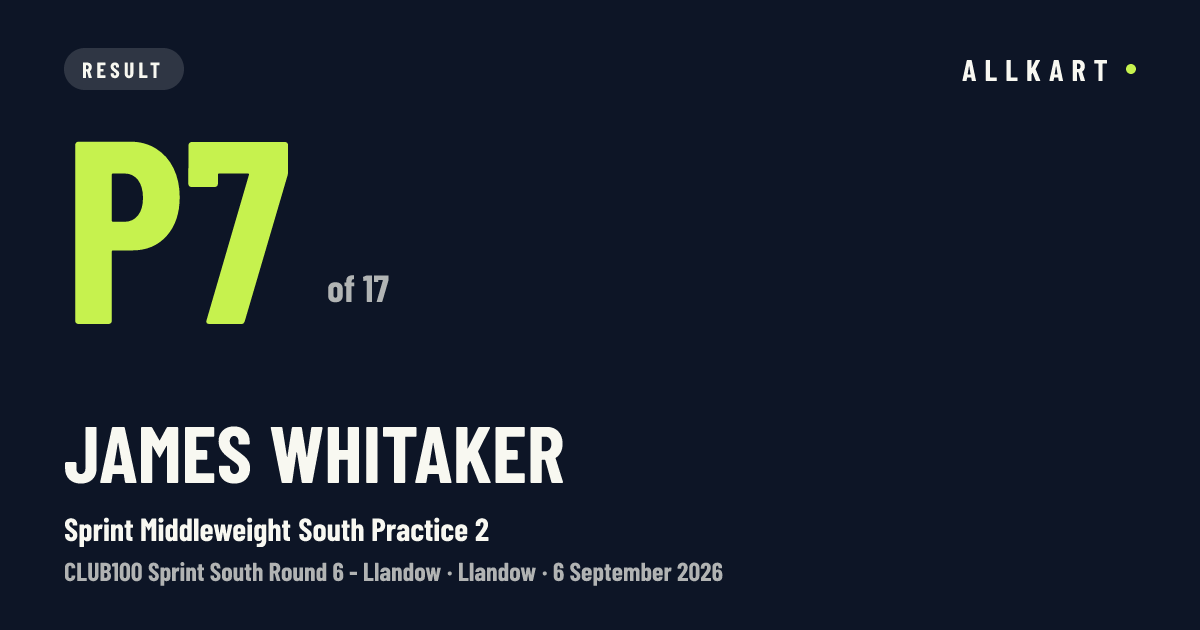James Whitaker: P7 of 17 in Sprint Middleweight South Practice 2 at Llandow