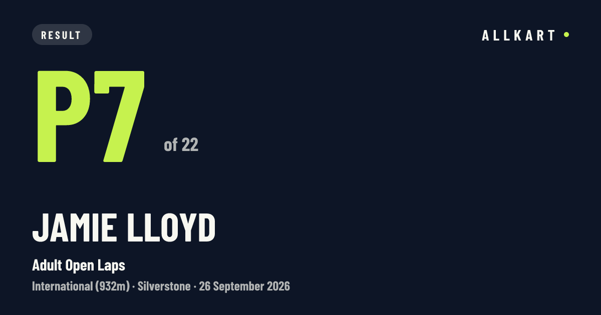 Jamie Lloyd: P7 of 22 in Adult Open Laps at Silverstone