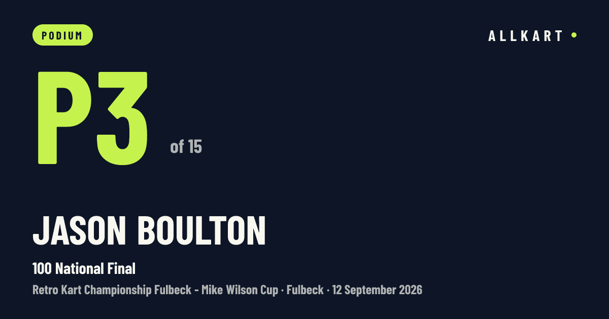 Jason Boulton: P3 of 15 in 100 National Final at Fulbeck
