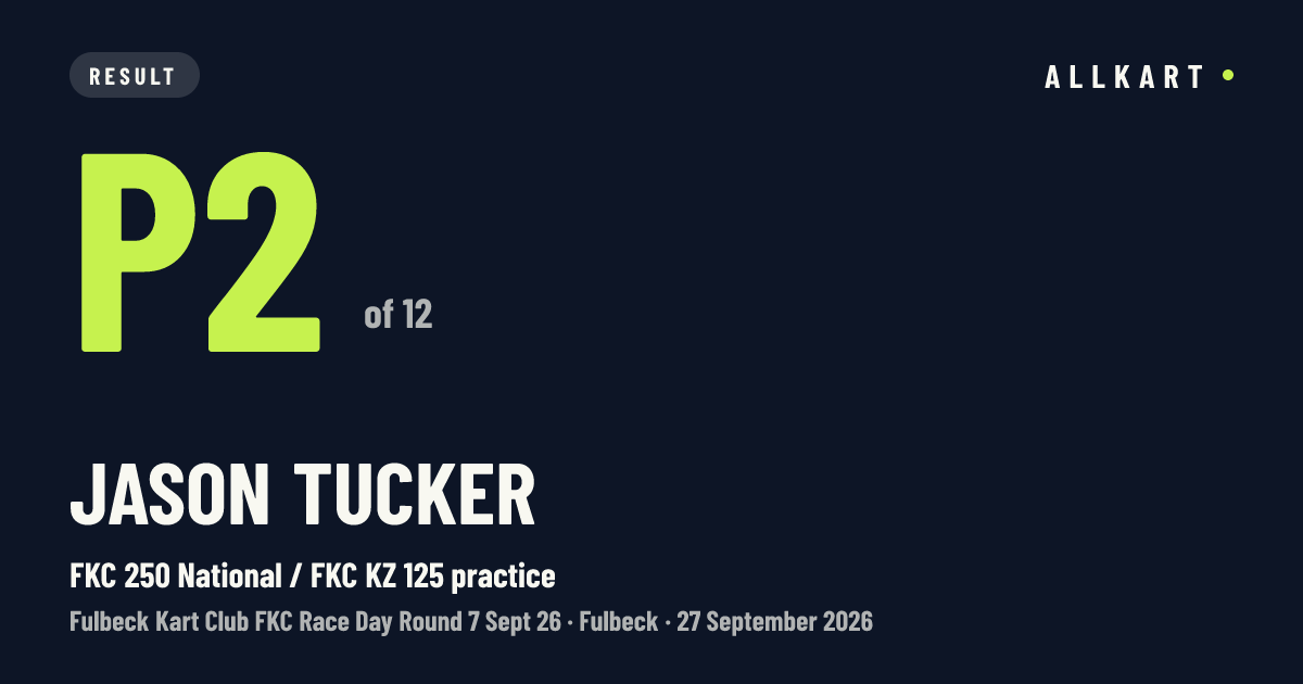 Jason Tucker: P2 of 12 in FKC 250 National / FKC KZ 125 practice at Fulbeck