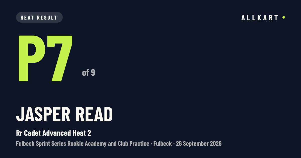 Jasper Read: P7 of 9 in Rr Cadet Advanced Heat 2 at Fulbeck