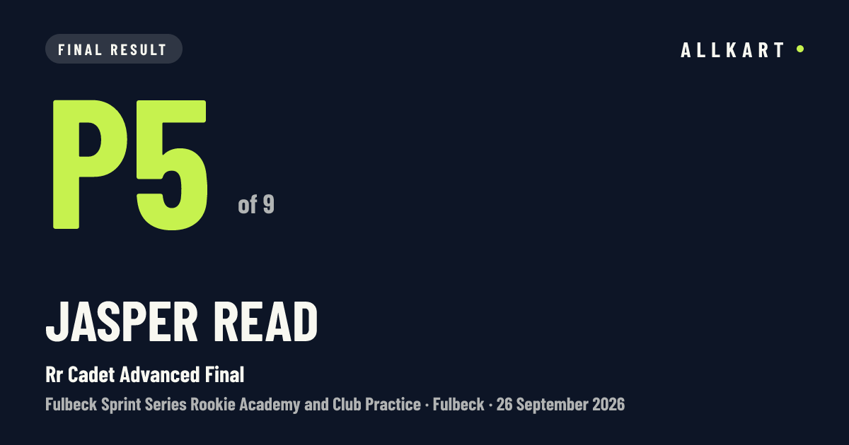 Jasper Read: P5 of 9 in Rr Cadet Advanced Final at Fulbeck