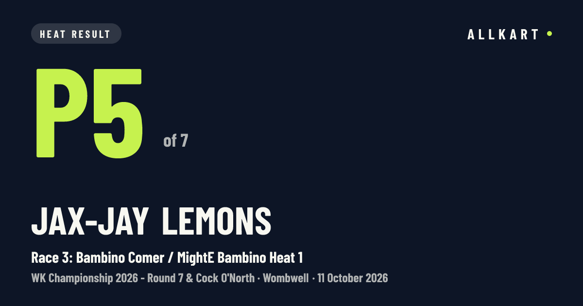 Jax-jay Lemons: P5 of 7 in Race 3: Bambino Comer / MightE Bambino Heat 1 at Wombwell