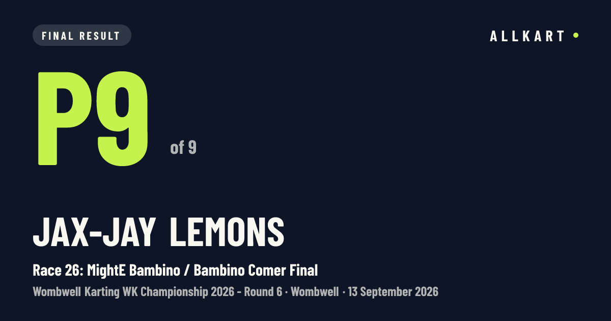 Jax-jay Lemons: P9 of 9 in Race 26: MightE Bambino / Bambino Comer Final at Wombwell