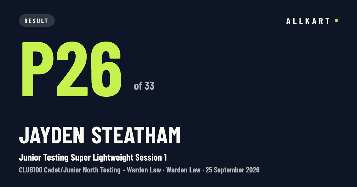 Jayden Steatham: P26 of 33 in Junior Testing Super Lightweight Session 1 at Warden Law