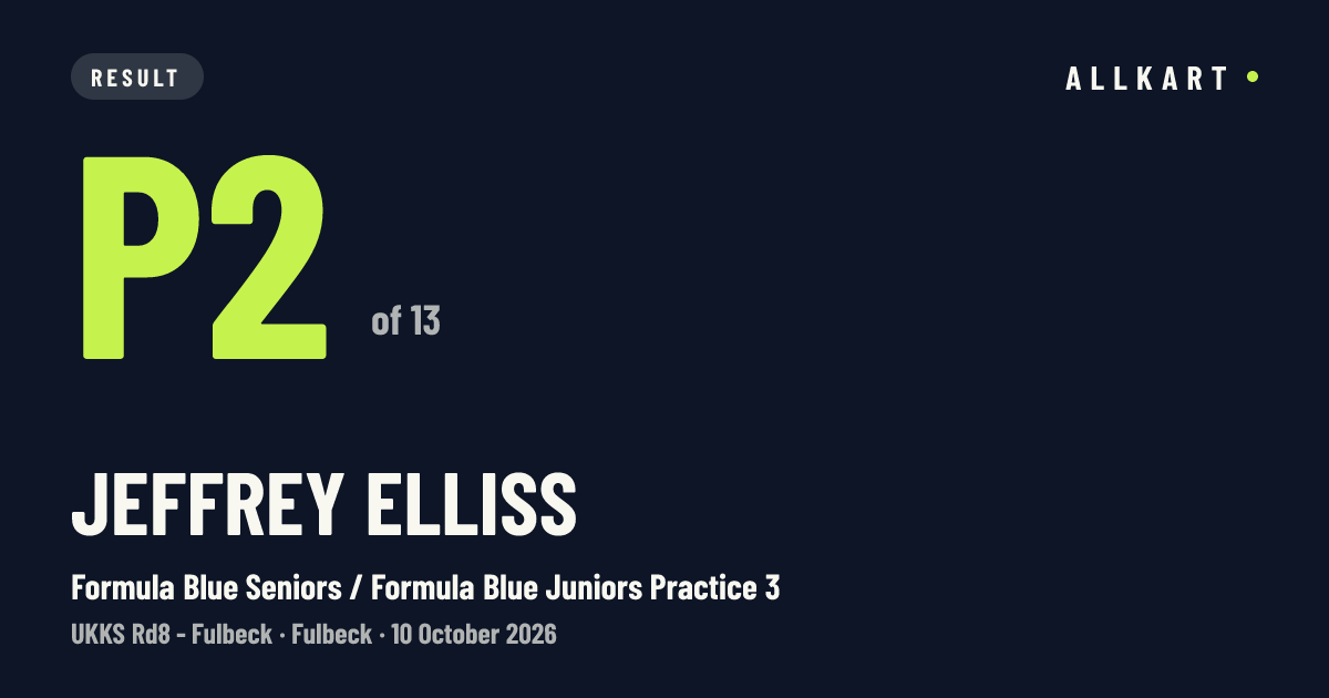 Jeffrey Elliss: P2 of 13 in Formula Blue Seniors / Formula Blue Juniors Practice 3 at Fulbeck