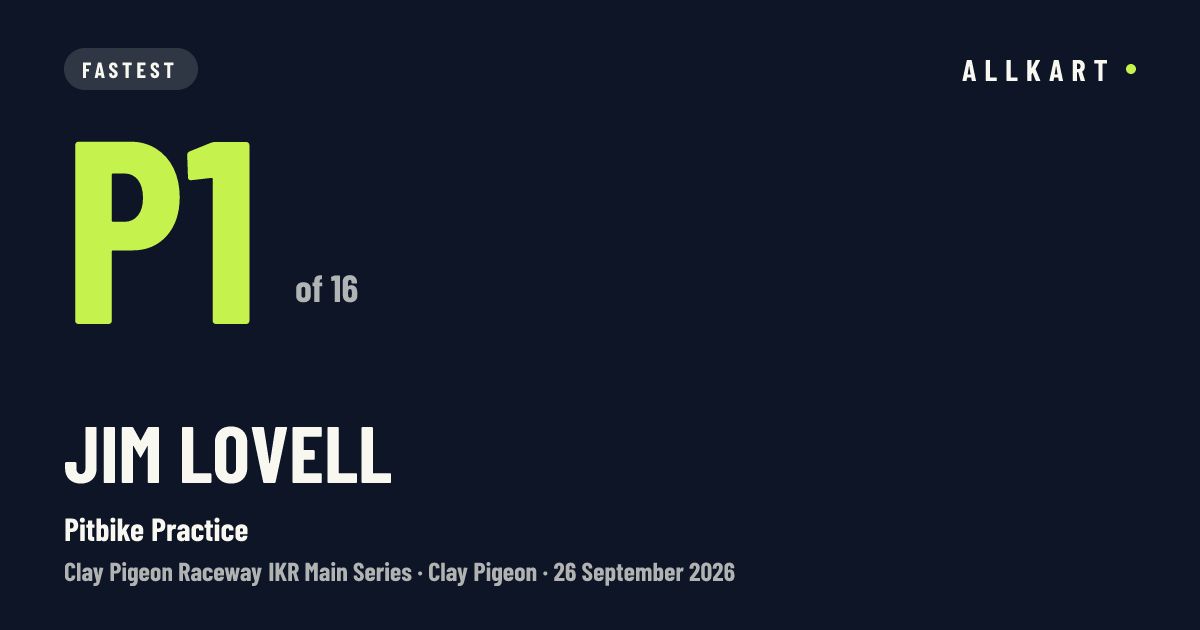 Jim Lovell: P1 of 16 in Pitbike Practice at Clay Pigeon