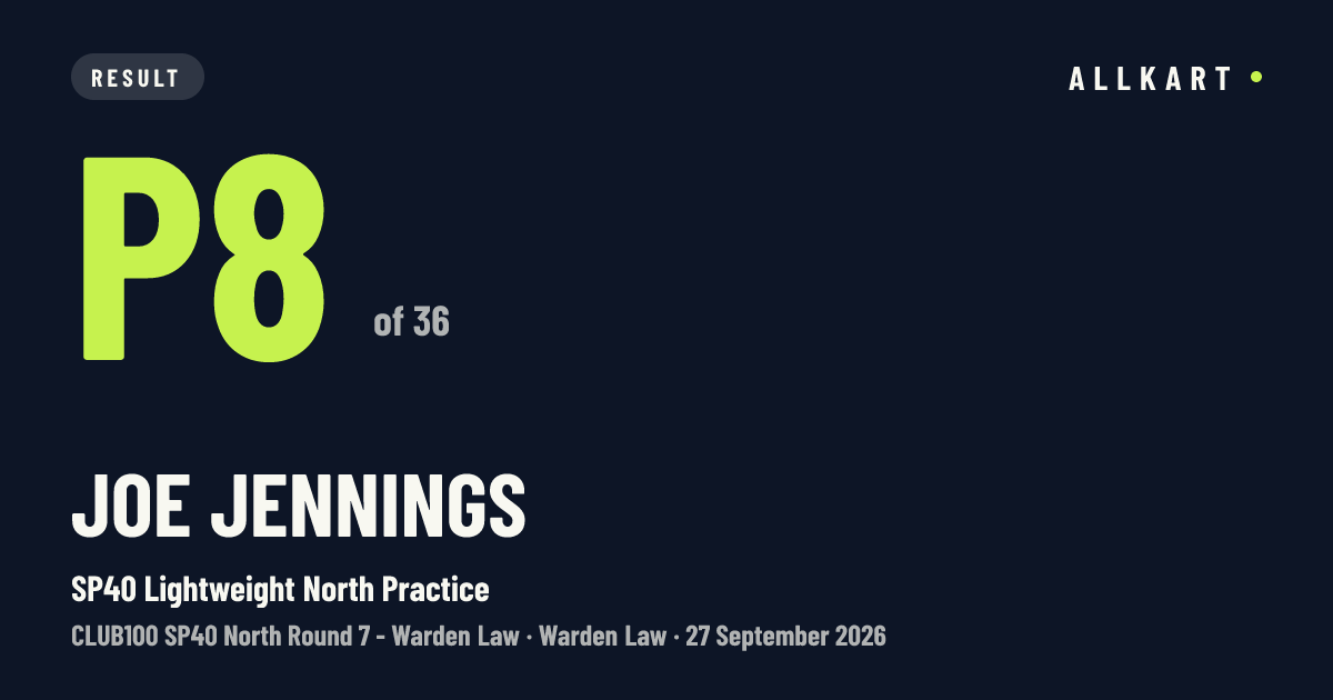Joe Jennings: P8 of 36 in SP40 Lightweight North Practice at Warden Law