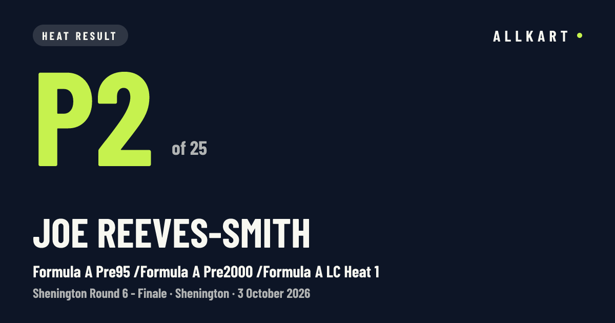 Joe Reeves-Smith: P2 of 25 in Formula A Pre95 /Formula A Pre2000 /Formula A LC Heat 1 at Shenington