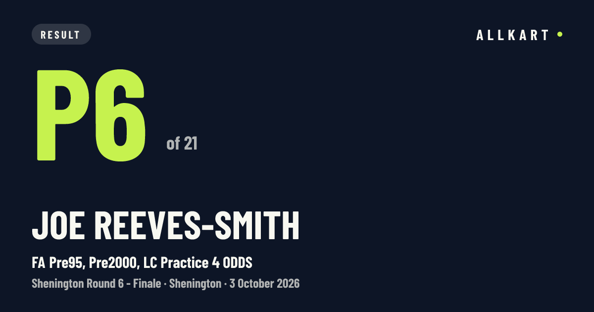 Joe Reeves-Smith: P6 of 21 in FA Pre95, Pre2000, LC Practice 4 ODDS at Shenington
