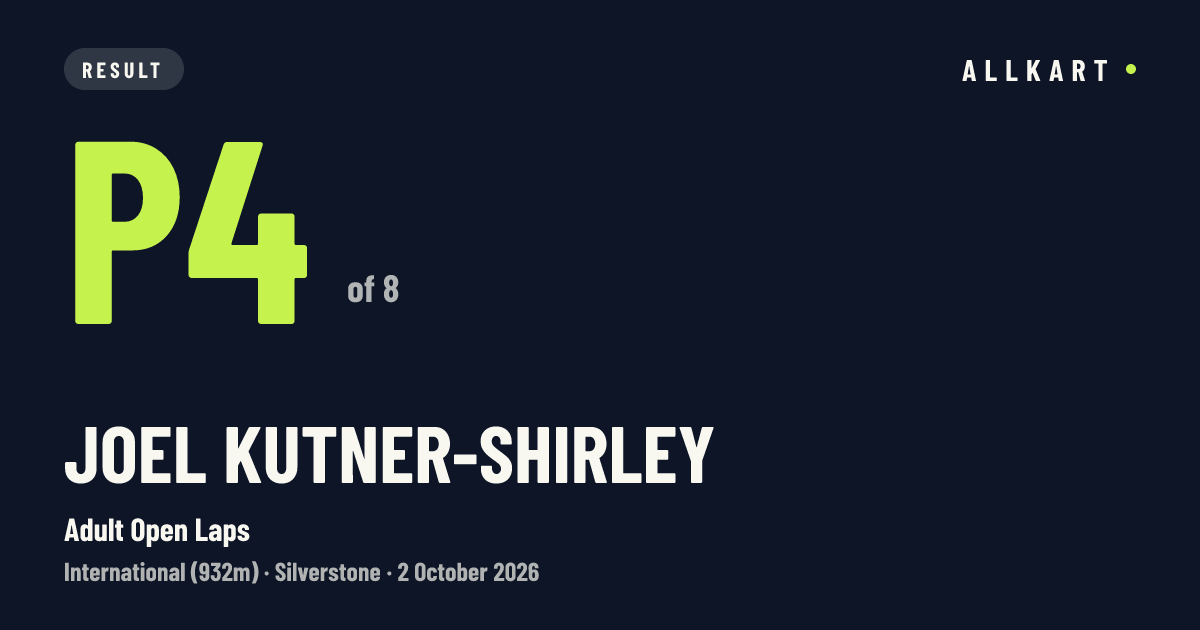 Joel Kutner-Shirley: P4 of 8 in Adult Open Laps at Silverstone