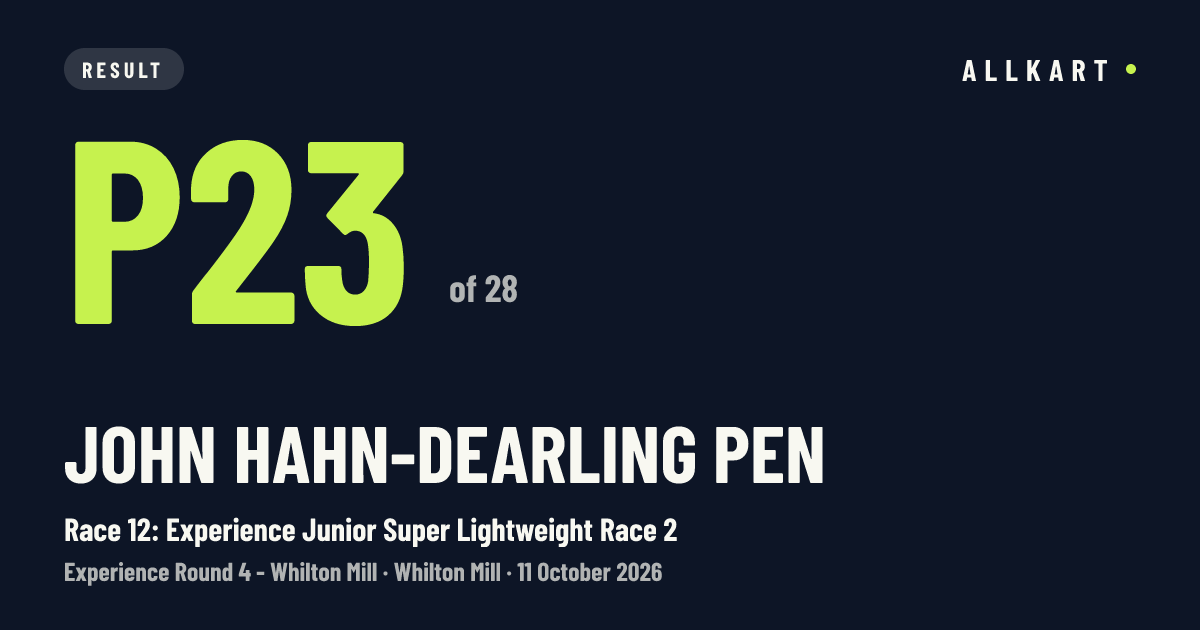 John Hahn-dearling pen: P23 of 28 in Race 12: Experience Junior Super Lightweight Race 2 at Whilton Mill