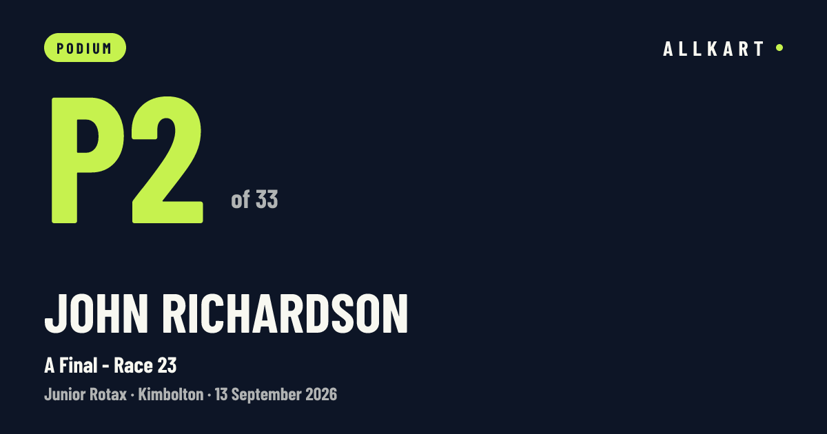 John RICHARDSON: P2 of 33 in A Final - Race 23 at Kimbolton