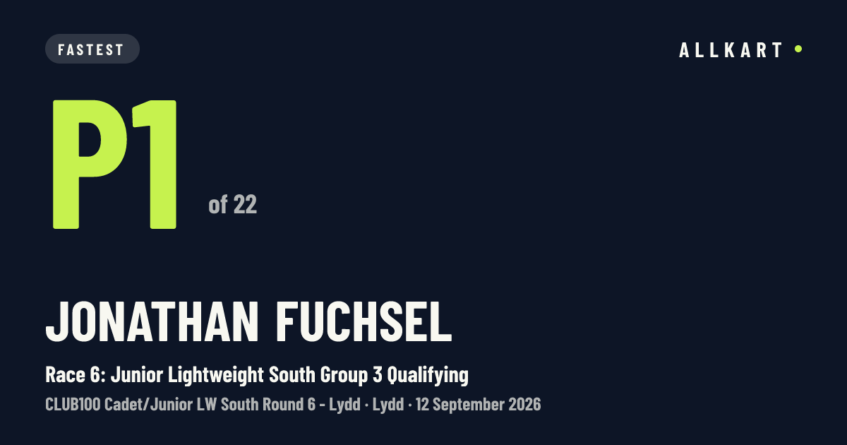 Jonathan Fuchsel: P1 of 22 in Race 6: Junior Lightweight South Group 3 Qualifying at Lydd