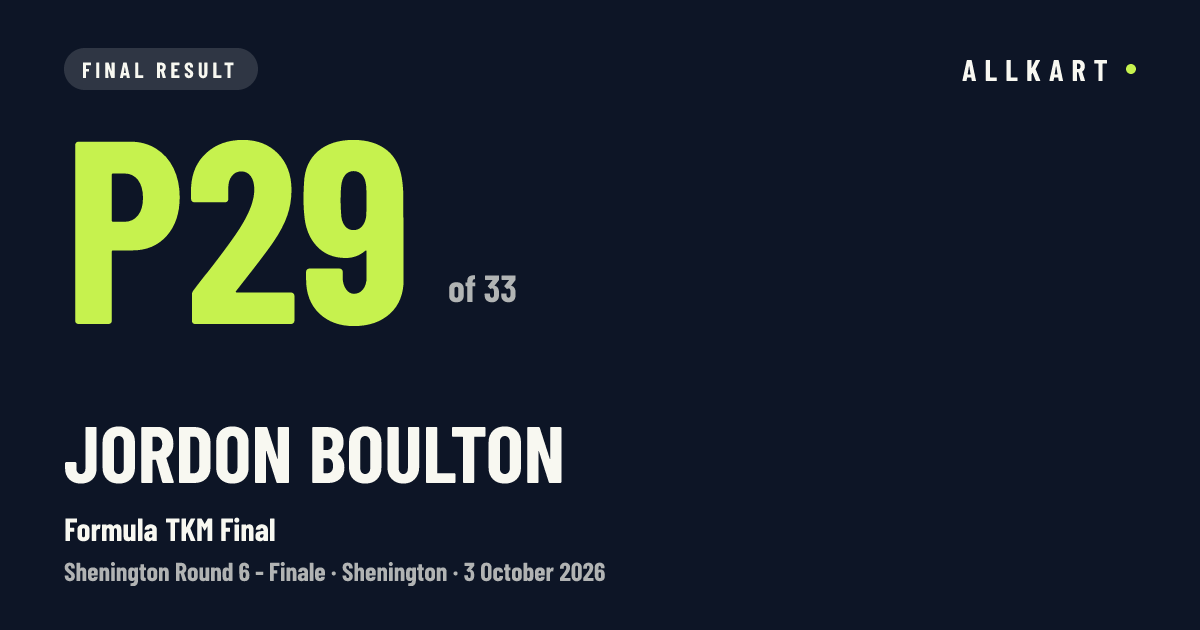 Jordon Boulton: P29 of 33 in Formula TKM Final at Shenington