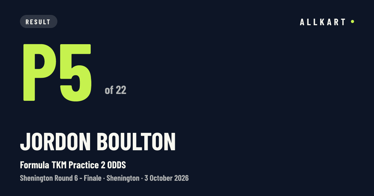 Jordon Boulton: P5 of 22 in Formula TKM Practice 2 ODDS at Shenington