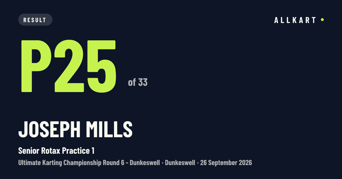 Joseph MILLS: P25 of 33 in Senior Rotax Practice 1 at Dunkeswell