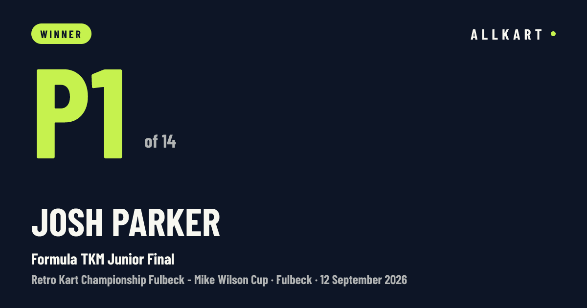 Josh Parker: P1 of 14 in Formula TKM Junior Final at Fulbeck