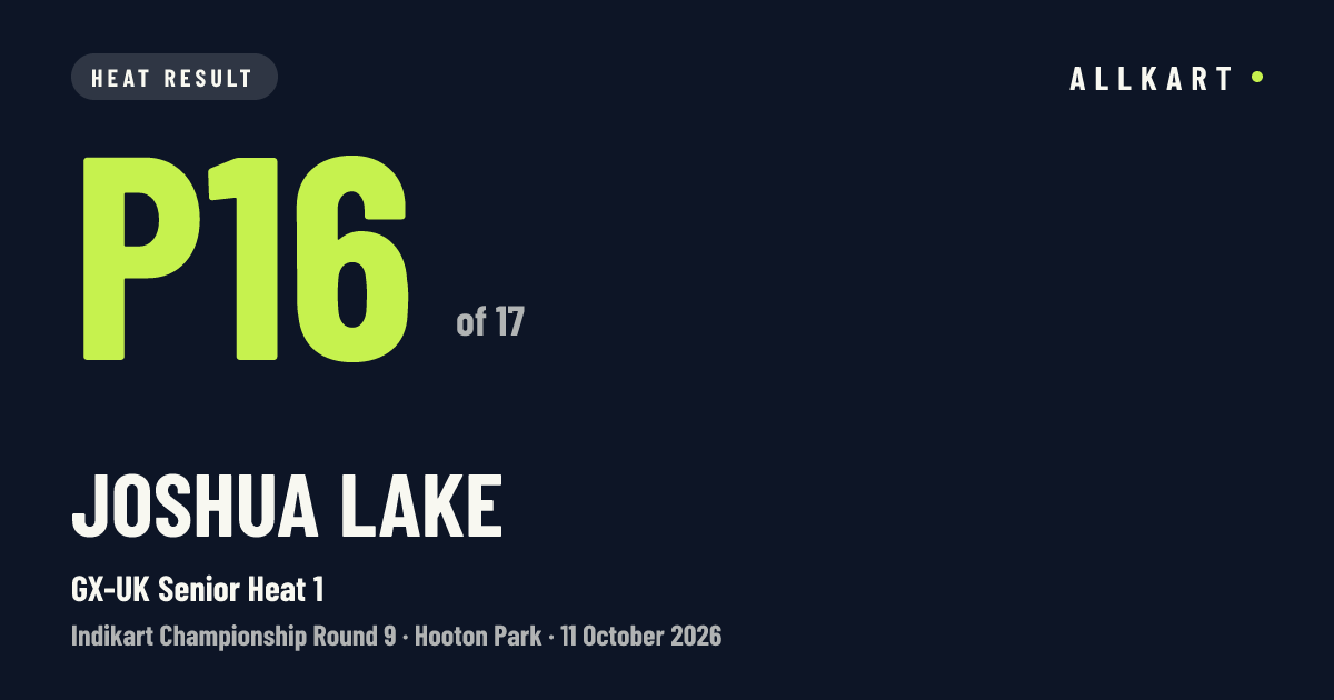 Joshua Lake: P16 of 17 in GX-UK Senior Heat 1 at Hooton Park