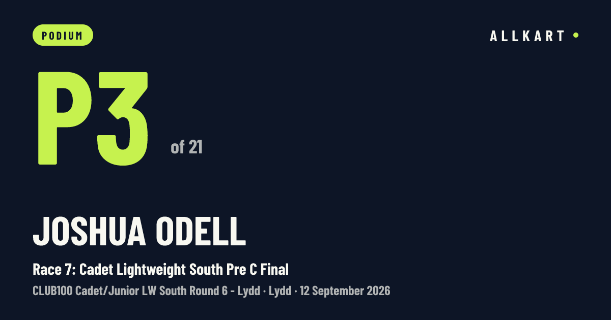 Joshua Odell: P3 of 21 in Race 7: Cadet Lightweight South Pre C Final at Lydd