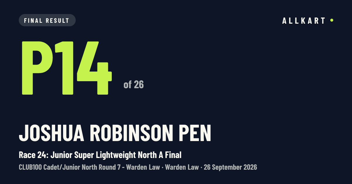 Joshua Robinson pen: P14 of 26 in Race 24: Junior Super Lightweight North A Final at Warden Law