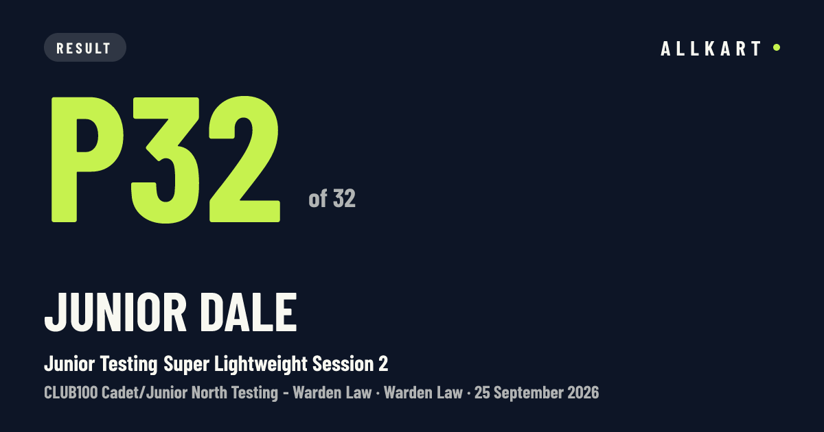 Junior Dale: P32 of 32 in Junior Testing Super Lightweight Session 2 at Warden Law