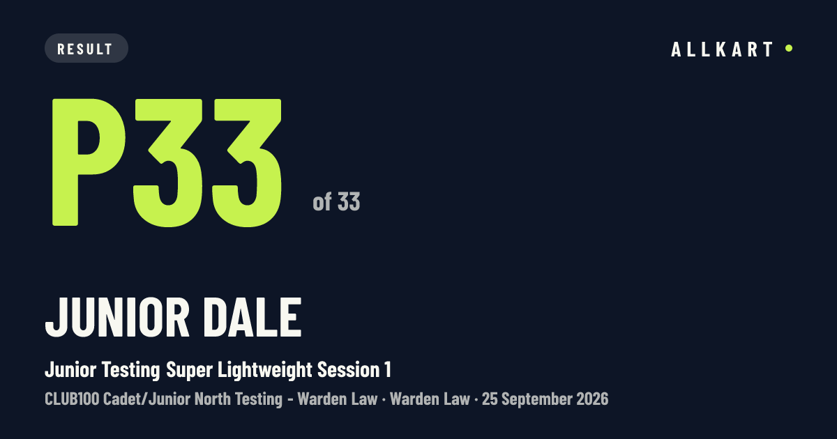 Junior Dale: P33 of 33 in Junior Testing Super Lightweight Session 1 at Warden Law