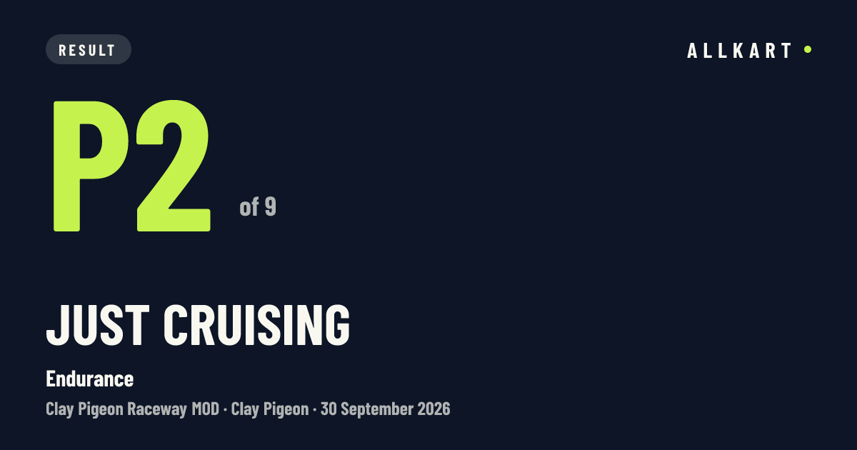 Just Cruising: P2 of 9 in Endurance at Clay Pigeon