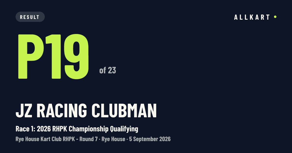 JZ Racing Clubman: P19 of 23 in Race 1: 2026 RHPK Championship Qualifying at Rye House