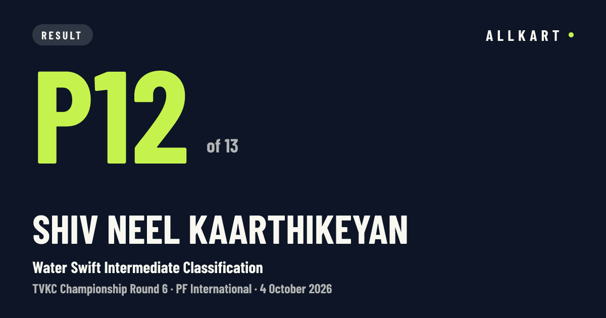 Shiv Neel Kaarthikeyan: P12 of 13 in Water Swift Intermediate Classification at PF International