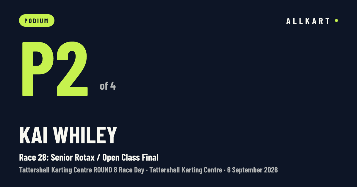 Kai Whiley: P2 of 4 in Race 28: Senior Rotax / Open Class Final at Tattershall Karting Centre