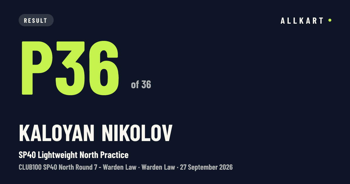 Kaloyan Nikolov: P36 of 36 in SP40 Lightweight North Practice at Warden Law