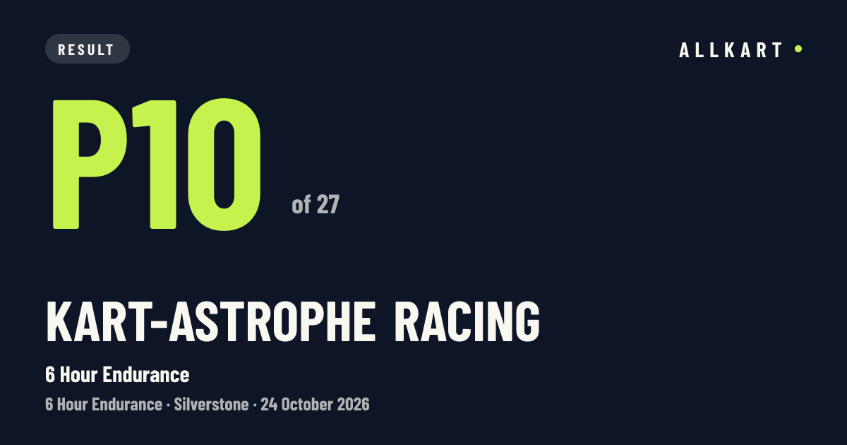 Kart-Astrophe Racing: P10 of 27 in 6 Hour Endurance at Silverstone