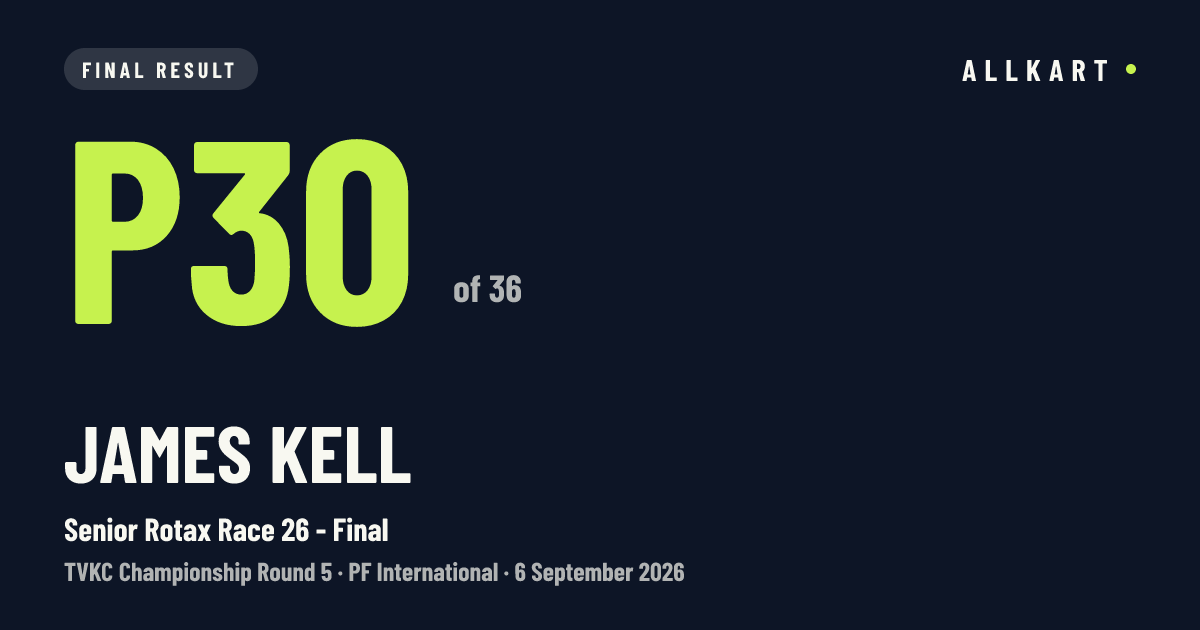 James Kell: P30 of 36 in Senior Rotax Race 26 - Final at PF International