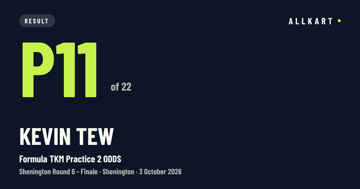 Kevin Tew: P11 of 22 in Formula TKM Practice 2 ODDS at Shenington