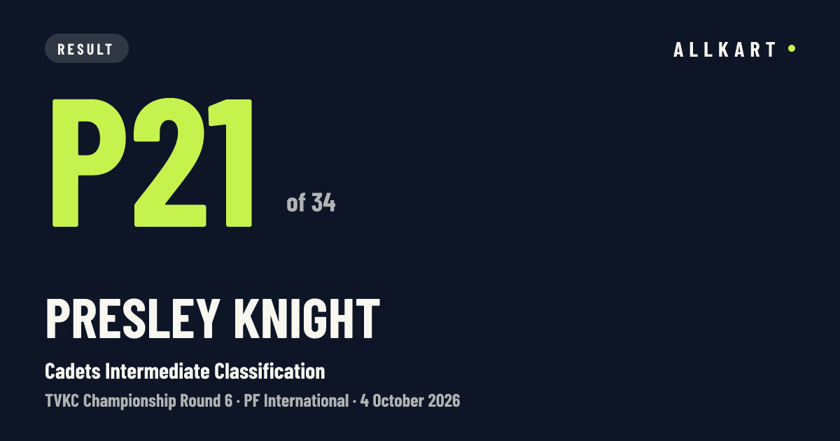 Presley Knight: P21 of 34 in Cadets Intermediate Classification at PF International