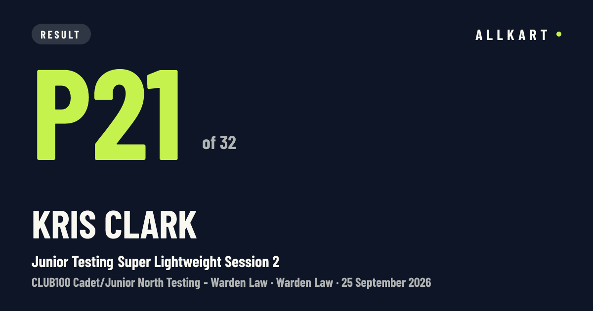 Kris Clark: P21 of 32 in Junior Testing Super Lightweight Session 2 at Warden Law