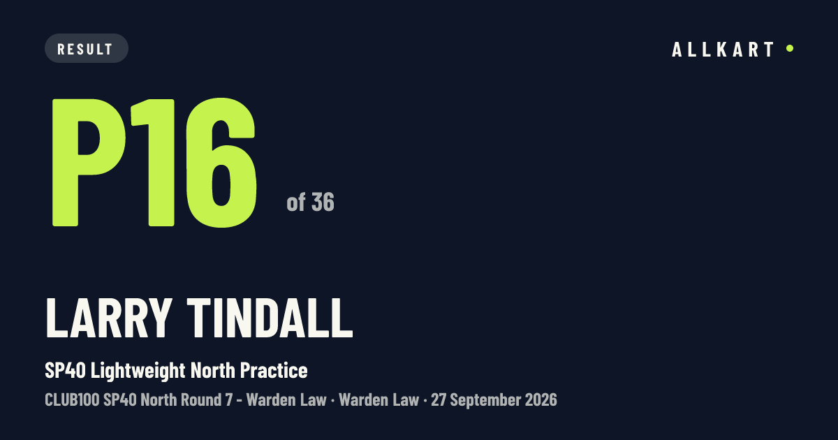 Larry Tindall: P16 of 36 in SP40 Lightweight North Practice at Warden Law