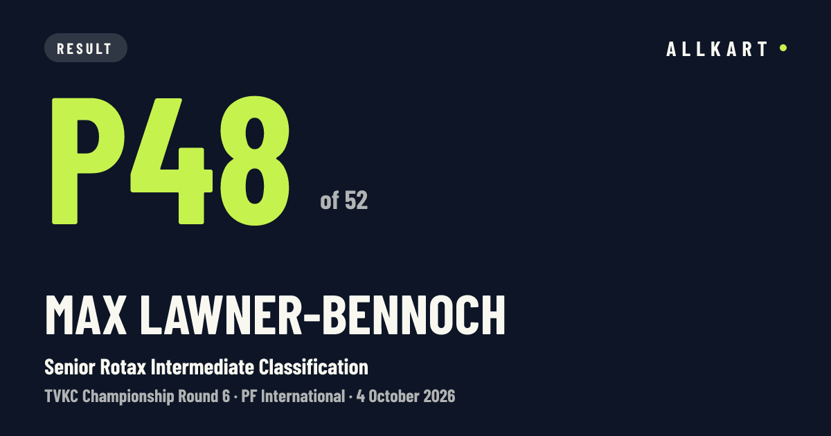 Max Lawner-Bennoch: P48 of 52 in Senior Rotax Intermediate Classification at PF International