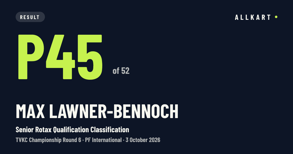 Max Lawner-Bennoch: P45 of 52 in Senior Rotax Qualification Classification at PF International